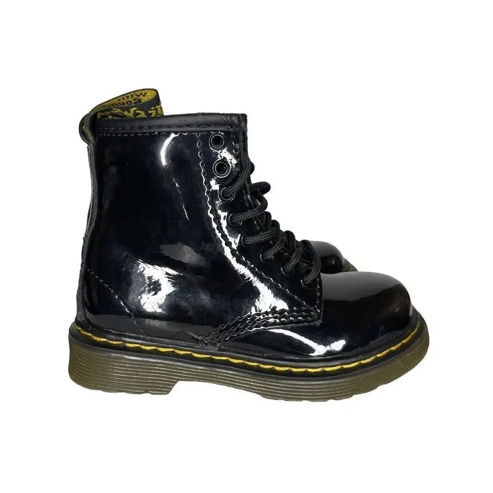 Children's Doc Martens 1460 T Patent Leather Combat  Boots size 7T Zipup